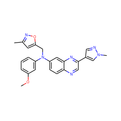 COc1cccc(N(Cc2cc(C)no2)c2ccc3ncc(-c4cnn(C)c4)nc3c2)c1 ZINC000204168890