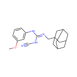 COc1cccc(N/C(=N/CC23CC4CC(CC(C4)C2)C3)NC#N)c1 ZINC001772637174