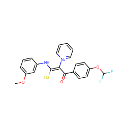 COc1cccc(N/C(S)=C(/C(=O)c2ccc(OC(F)F)cc2)[n+]2ccccc2)c1 ZINC000009403309