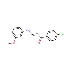 COc1cccc(N/C=C/C(=O)c2ccc(Cl)cc2)c1 ZINC000000449057
