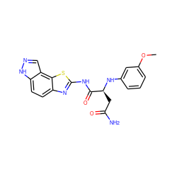 COc1cccc(N[C@@H](CC(N)=O)C(=O)Nc2nc3ccc4[nH]ncc4c3s2)c1 ZINC000202049705