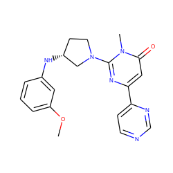 COc1cccc(N[C@@H]2CCN(c3nc(-c4ccncn4)cc(=O)n3C)C2)c1 ZINC000114419796