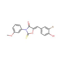 COc1cccc(N2C(=O)/C(=C/c3ccc(O)c(Br)c3)OC2=S)c1 ZINC000084619710