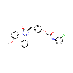 COc1cccc(N2C(=O)/C(=C/c3ccc(OCC(=O)Nc4cccc(Cl)c4)cc3)N=C2c2ccccc2)c1 ZINC000473112898