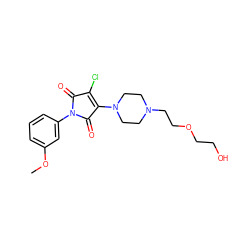 COc1cccc(N2C(=O)C(Cl)=C(N3CCN(CCOCCO)CC3)C2=O)c1 ZINC000064576345