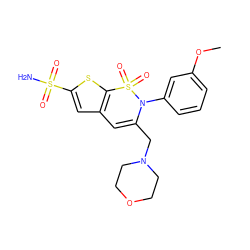 COc1cccc(N2C(CN3CCOCC3)=Cc3cc(S(N)(=O)=O)sc3S2(=O)=O)c1 ZINC000012503776