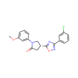 COc1cccc(N2C[C@H](c3nc(-c4cccc(Cl)c4)no3)CC2=O)c1 ZINC000038914159