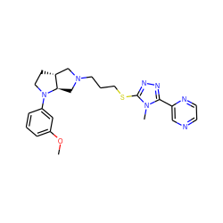 COc1cccc(N2CC[C@@H]3CN(CCCSc4nnc(-c5cnccn5)n4C)C[C@H]32)c1 ZINC000653725037