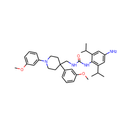 COc1cccc(N2CCC(CNC(=O)Nc3c(C(C)C)cc(N)cc3C(C)C)(c3cccc(OC)c3)CC2)c1 ZINC000044280197