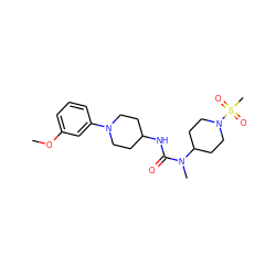 COc1cccc(N2CCC(NC(=O)N(C)C3CCN(S(C)(=O)=O)CC3)CC2)c1 ZINC000029126577