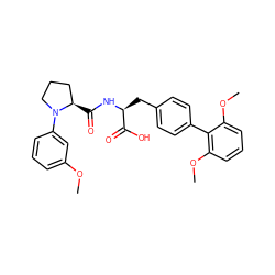 COc1cccc(N2CCC[C@H]2C(=O)N[C@@H](Cc2ccc(-c3c(OC)cccc3OC)cc2)C(=O)O)c1 ZINC000026277712