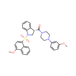 COc1cccc(N2CCN(C(=O)[C@@H]3CN(S(=O)(=O)c4ccc(OC)c5ccccc45)c4ccccc43)CC2)c1 ZINC000049793103