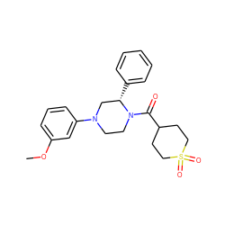 COc1cccc(N2CCN(C(=O)C3CCS(=O)(=O)CC3)[C@@H](c3ccccc3)C2)c1 ZINC001772641245