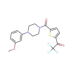 COc1cccc(N2CCN(C(=O)c3ccc(C(=O)C(F)(F)F)s3)CC2)c1 ZINC000045497950