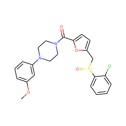 COc1cccc(N2CCN(C(=O)c3ccc(C[S@@+]([O-])c4ccccc4Cl)o3)CC2)c1 ZINC000009115504
