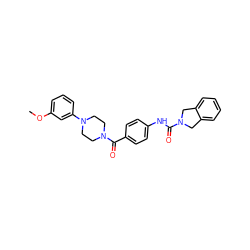 COc1cccc(N2CCN(C(=O)c3ccc(NC(=O)N4Cc5ccccc5C4)cc3)CC2)c1 ZINC000167132280