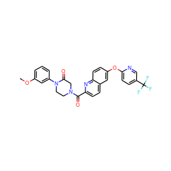 COc1cccc(N2CCN(C(=O)c3ccc4cc(Oc5ccc(C(F)(F)F)cn5)ccc4n3)CC2=O)c1 ZINC001772639246
