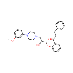 COc1cccc(N2CCN(C[C@@H](O)COc3ccccc3C(=O)CCc3ccccc3)CC2)c1 ZINC000013529324