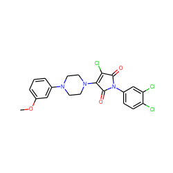 COc1cccc(N2CCN(C3=C(Cl)C(=O)N(c4ccc(Cl)c(Cl)c4)C3=O)CC2)c1 ZINC000064503685