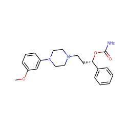 COc1cccc(N2CCN(CC[C@H](OC(N)=O)c3ccccc3)CC2)c1 ZINC000095578385