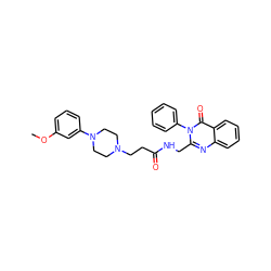 COc1cccc(N2CCN(CCC(=O)NCc3nc4ccccc4c(=O)n3-c3ccccc3)CC2)c1 ZINC000029123436