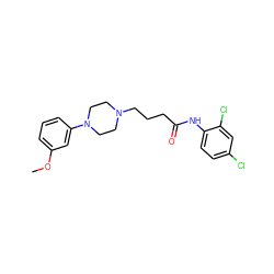 COc1cccc(N2CCN(CCCC(=O)Nc3ccc(Cl)cc3Cl)CC2)c1 ZINC000028647008