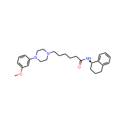 COc1cccc(N2CCN(CCCCCC(=O)N[C@@H]3CCCc4ccccc43)CC2)c1 ZINC000013586551