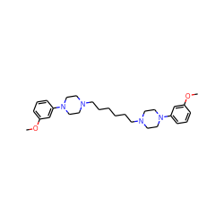 COc1cccc(N2CCN(CCCCCCN3CCN(c4cccc(OC)c4)CC3)CC2)c1 ZINC000035833901