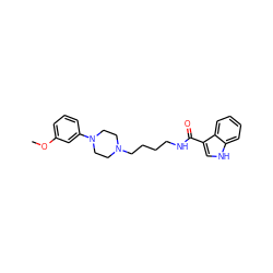 COc1cccc(N2CCN(CCCCNC(=O)c3c[nH]c4ccccc34)CC2)c1 ZINC000166250990