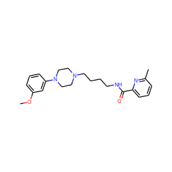 COc1cccc(N2CCN(CCCCNC(=O)c3cccc(C)n3)CC2)c1 ZINC000166553150