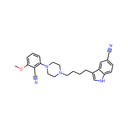 COc1cccc(N2CCN(CCCCc3c[nH]c4ccc(C#N)cc34)CC2)c1C#N ZINC000013582516