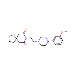 COc1cccc(N2CCN(CCN3C(=O)CC4(CCCC4)CC3=O)CC2)c1 ZINC000013560109