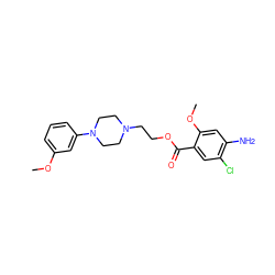 COc1cccc(N2CCN(CCOC(=O)c3cc(Cl)c(N)cc3OC)CC2)c1 ZINC000013813910