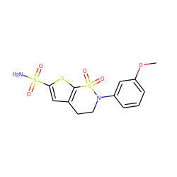 COc1cccc(N2CCc3cc(S(N)(=O)=O)sc3S2(=O)=O)c1 ZINC000003870866