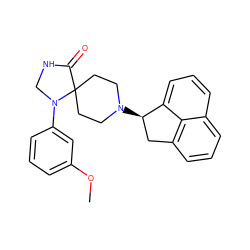 COc1cccc(N2CNC(=O)C23CCN([C@@H]2Cc4cccc5cccc2c45)CC3)c1 ZINC000026395959