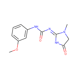 COc1cccc(NC(=O)/N=C2\NC(=O)CN2C)c1 ZINC000049937595