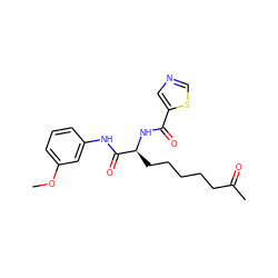 COc1cccc(NC(=O)[C@H](CCCCCC(C)=O)NC(=O)c2cncs2)c1 ZINC000036338702