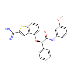 COc1cccc(NC(=O)[C@H](Oc2cccc3sc(C(=N)N)cc23)c2ccccc2)c1 ZINC000045386919