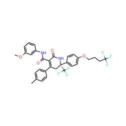 COc1cccc(NC(=O)C2=C(c3ccc(C)cc3)C[C@@](c3ccc(OCCCC(F)(F)F)cc3)(C(F)(F)F)NC2=O)c1 ZINC001772600431