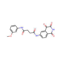 COc1cccc(NC(=O)CCC(=O)Nc2ccc3c(c2)C(=O)C(=O)NC3=O)c1 ZINC000013683296