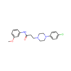 COc1cccc(NC(=O)CCN2CCN(c3ccc(Cl)cc3)CC2)c1 ZINC000013804225