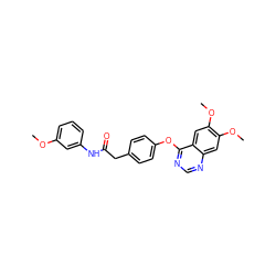 COc1cccc(NC(=O)Cc2ccc(Oc3ncnc4cc(OC)c(OC)cc34)cc2)c1 ZINC000043128940