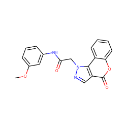 COc1cccc(NC(=O)Cn2ncc3c(=O)oc4ccccc4c32)c1 ZINC000000429315