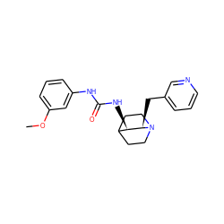 COc1cccc(NC(=O)N[C@@H]2C3CCN(CC3)[C@@H]2Cc2cccnc2)c1 ZINC000028523198