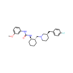 COc1cccc(NC(=O)N[C@@H]2CCCC[C@H]2CN2CCC[C@H](Cc3ccc(F)cc3)C2)c1 ZINC000013613243