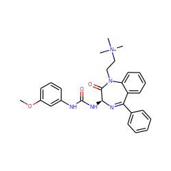 COc1cccc(NC(=O)N[C@@H]2N=C(c3ccccc3)c3ccccc3N(CC[N+](C)(C)C)C2=O)c1 ZINC000013732714