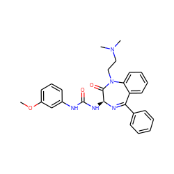 COc1cccc(NC(=O)N[C@@H]2N=C(c3ccccc3)c3ccccc3N(CCN(C)C)C2=O)c1 ZINC000013732708