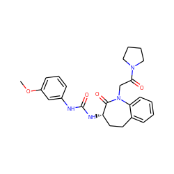 COc1cccc(NC(=O)N[C@H]2CCc3ccccc3N(CC(=O)N3CCCC3)C2=O)c1 ZINC000028005454