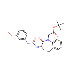 COc1cccc(NC(=O)N[C@H]2CCc3ccccc3N(CC(=O)OC(C)(C)C)C2=O)c1 ZINC000001534224