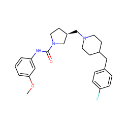 COc1cccc(NC(=O)N2CC[C@@H](CN3CCC(Cc4ccc(F)cc4)CC3)C2)c1 ZINC000013443613